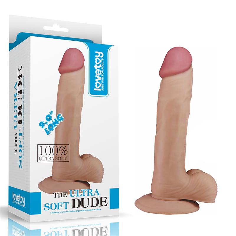 Minkštas dildo su siurbtuku ir tikroviška tekstūra