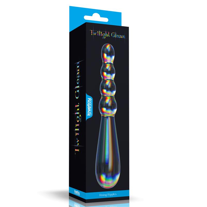 Stiklinis dildo su vaivorykštine liuminescencija