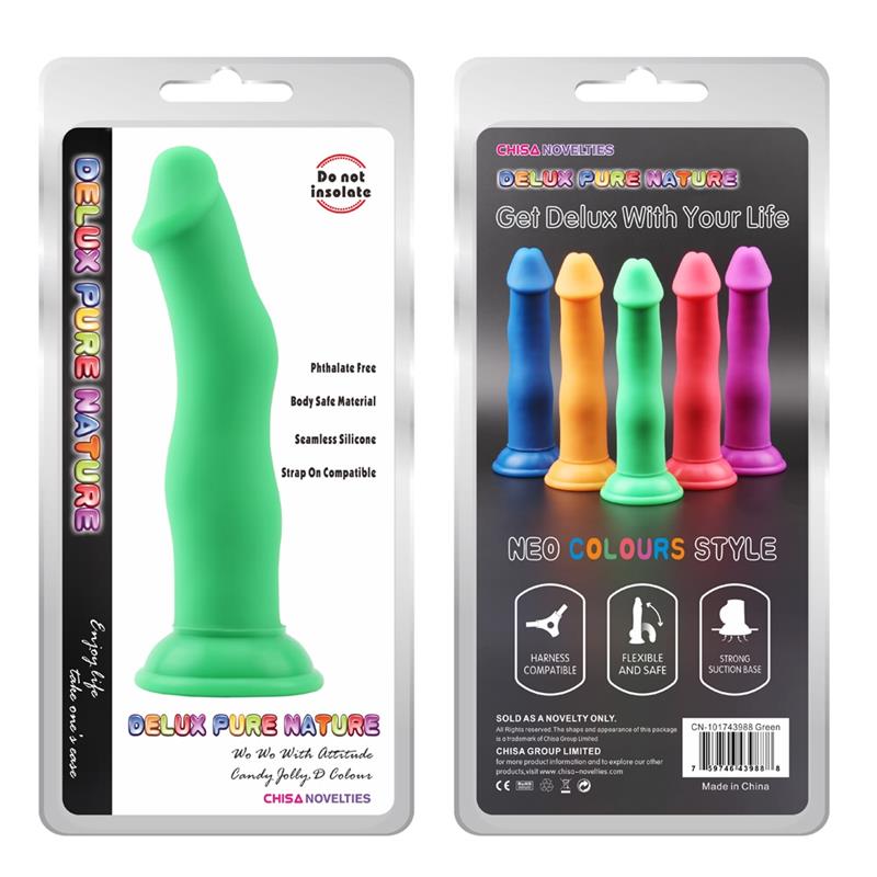 Silikoninis dildo su siurbtuku ir lankstumu