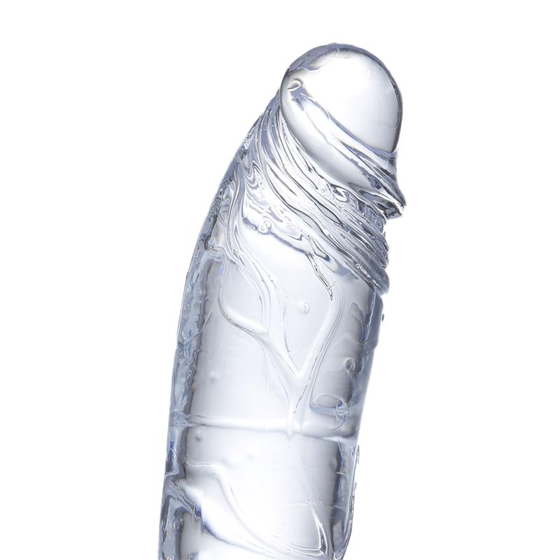 Skaidrus dildo su siurbtuku ir lankstumu