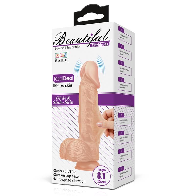 Tikroviškas dildo su siurbtuku ir vibracija