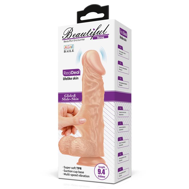 Tikroviškas dildo su vibracija ir siurbtuku