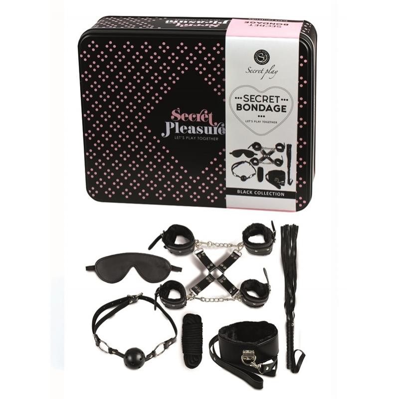 Bondage rinkinys su juoda sintetine oda