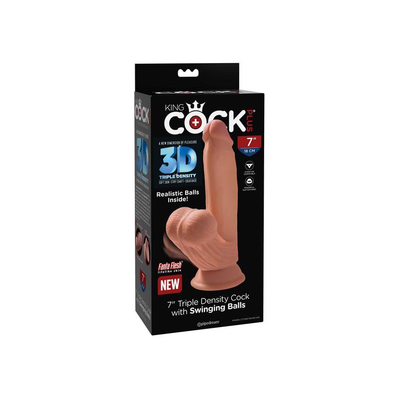 Trigubo tankio dildo su siurbtuku ir sėklidėmis