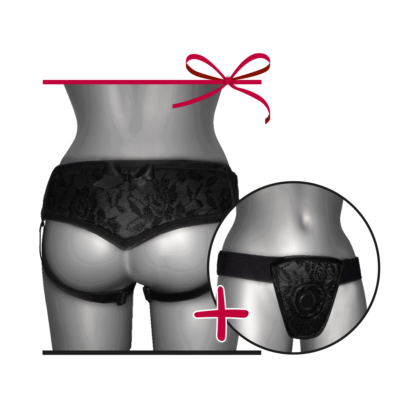 Diržas su reguliuojamu žiedu dildams S–XL