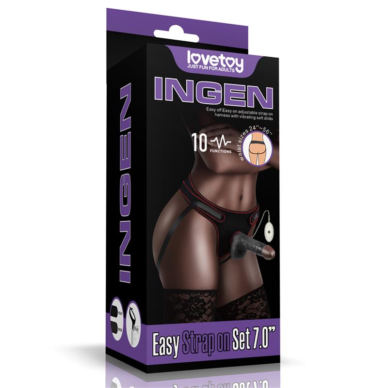 Diržas su dildo ir vibracija, reguliuojamas dydis