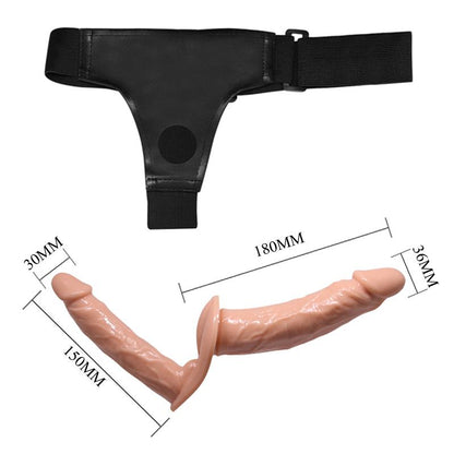 Dvigubas dildo su reguliuojamais diržais