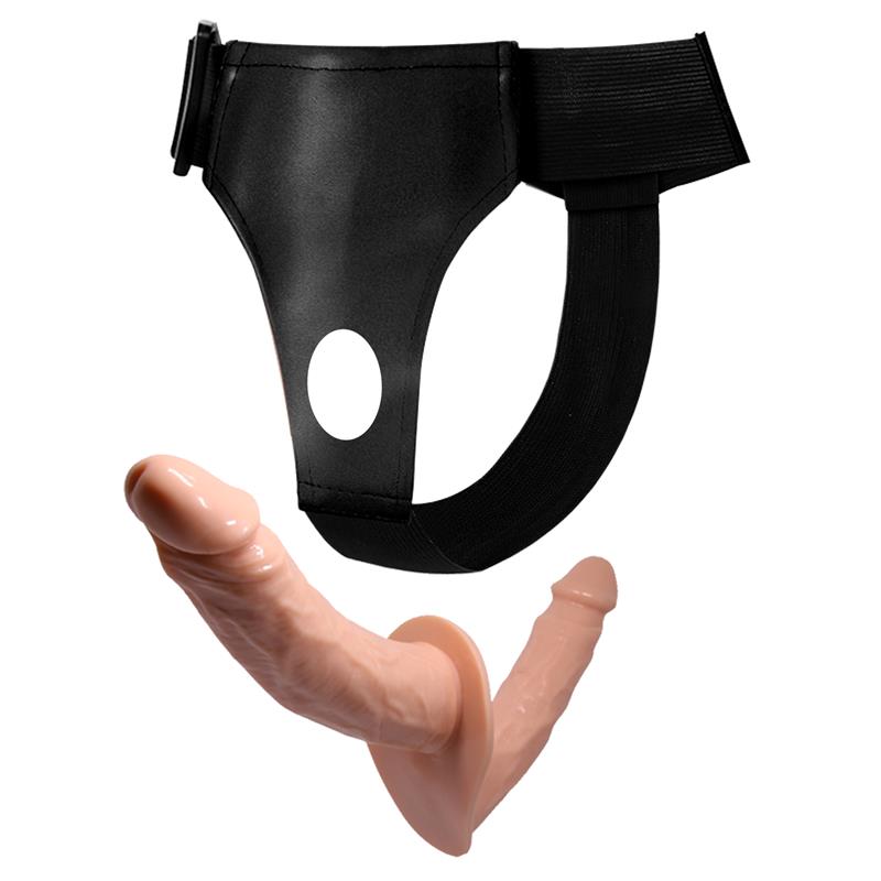 Dvigubas dildo su reguliuojamais diržais