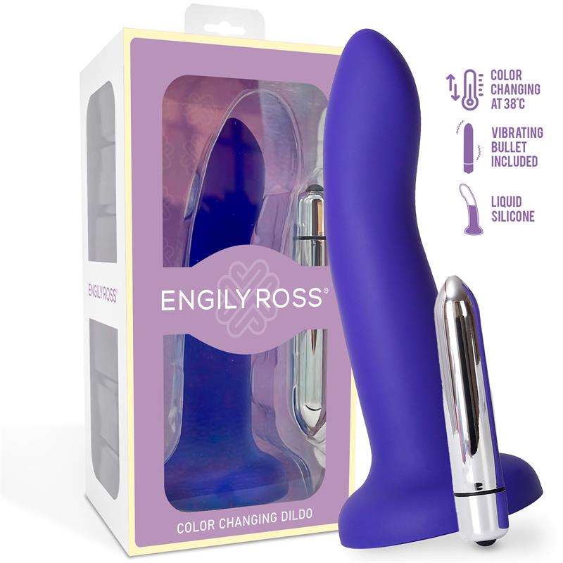 Spalvą keičiantis dildo su siurbtuku ir vibracija