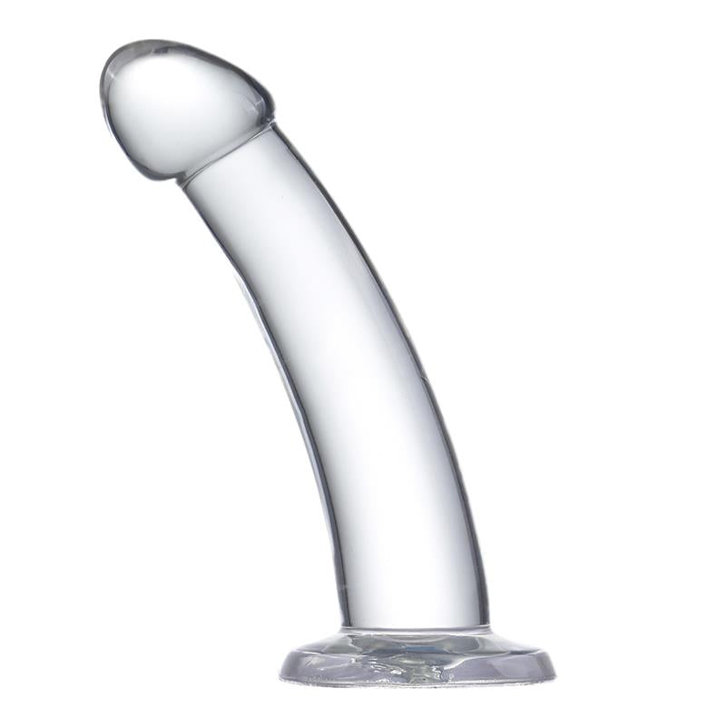 Lankstus dildo su siurbtuku ir išlenkta forma
