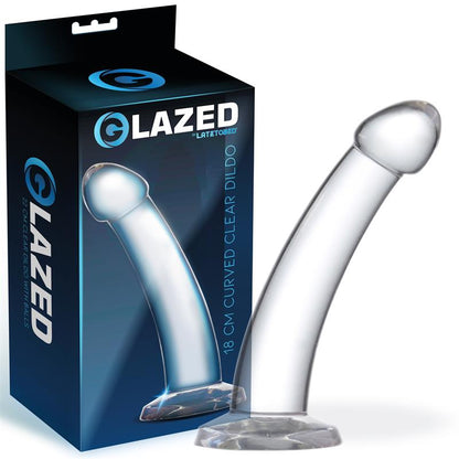 Išlenktas dildo su siurbtuku ir krištoline medžiaga