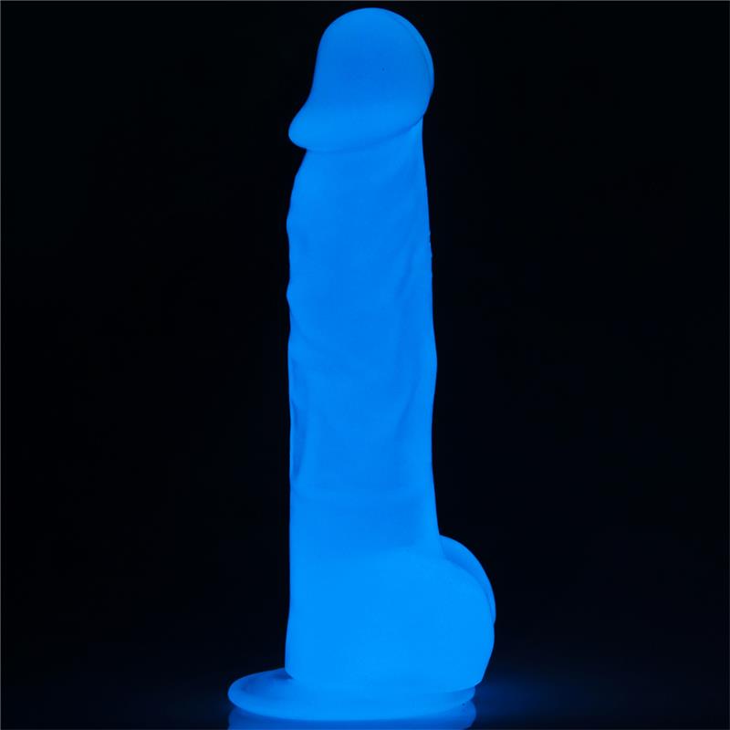 Dildo su mėlyna šviesa ir siurbtuku