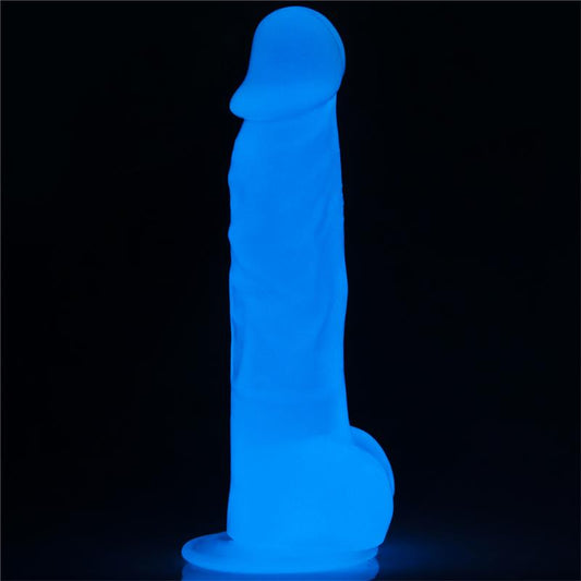 Dildo su mėlyna šviesa ir siurbtuku