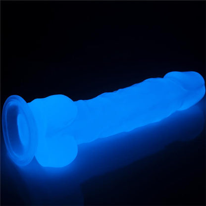 Dildo su mėlyna šviesa ir siurbtuku