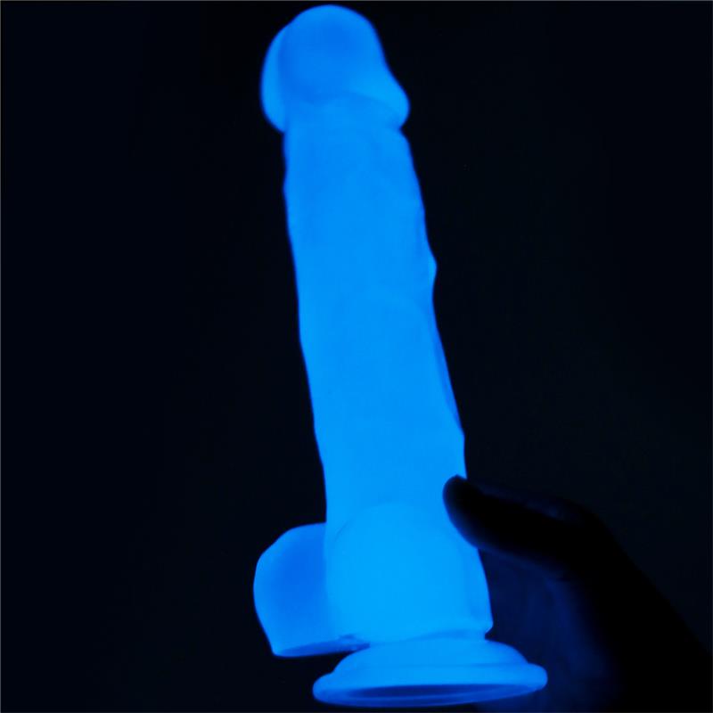Dildo su mėlyna šviesa ir siurbtuku
