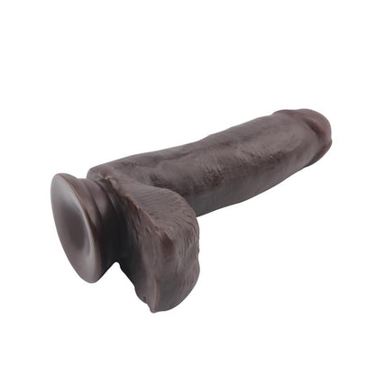 Tikroviškas dildo su siurbtuku ir išlenktu dizainu