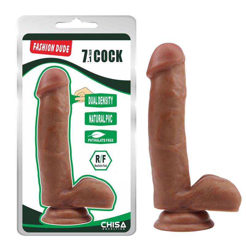 Išlenktas dildo su siurbtuku ir dvigubu tankiu