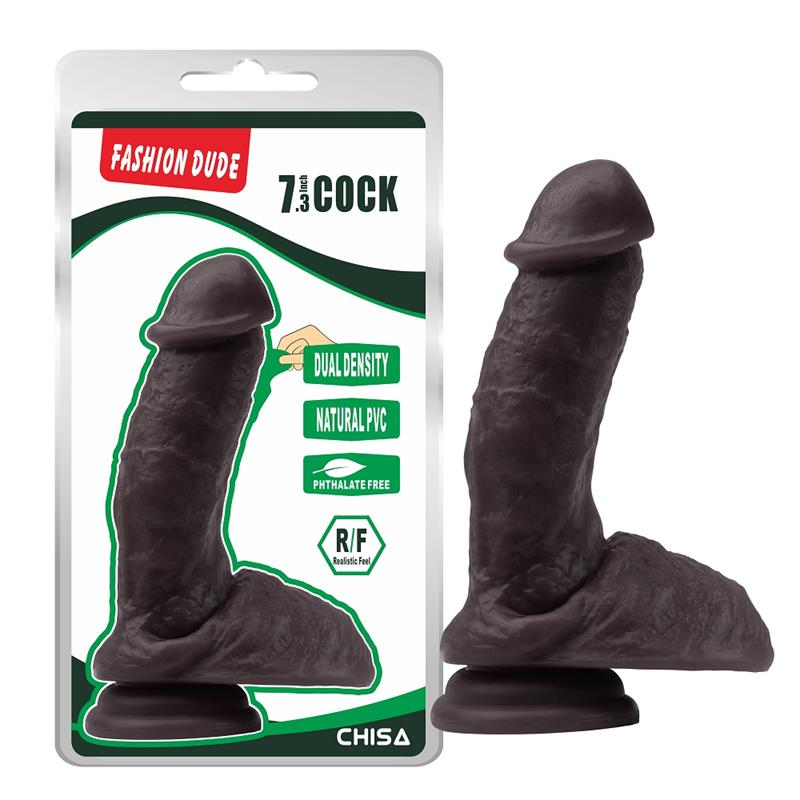Tikroviškas dildo su siurbtuku ir išlenkta forma