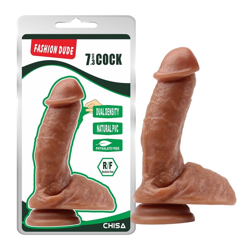 Tikroviškas dildo su siurbtuku ir dvigubu tankiu