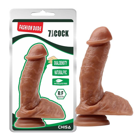 Tikroviškas dildo su siurbtuku ir dvigubu tankiu