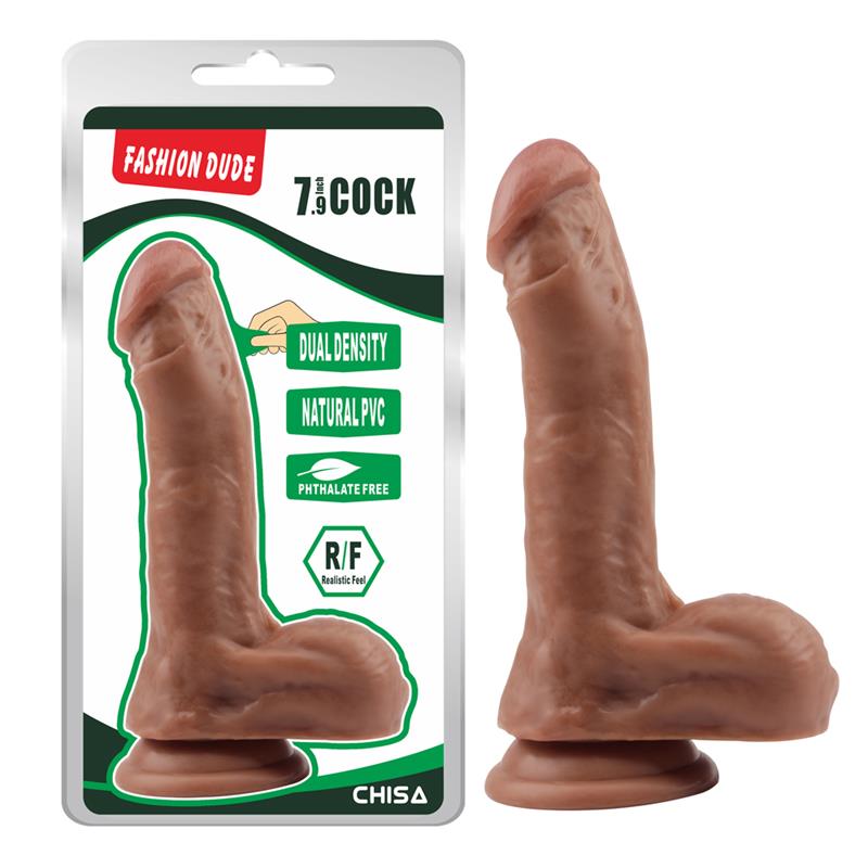 Tikroviškas dildo su siurbtuku ir dvigubu tankiu
