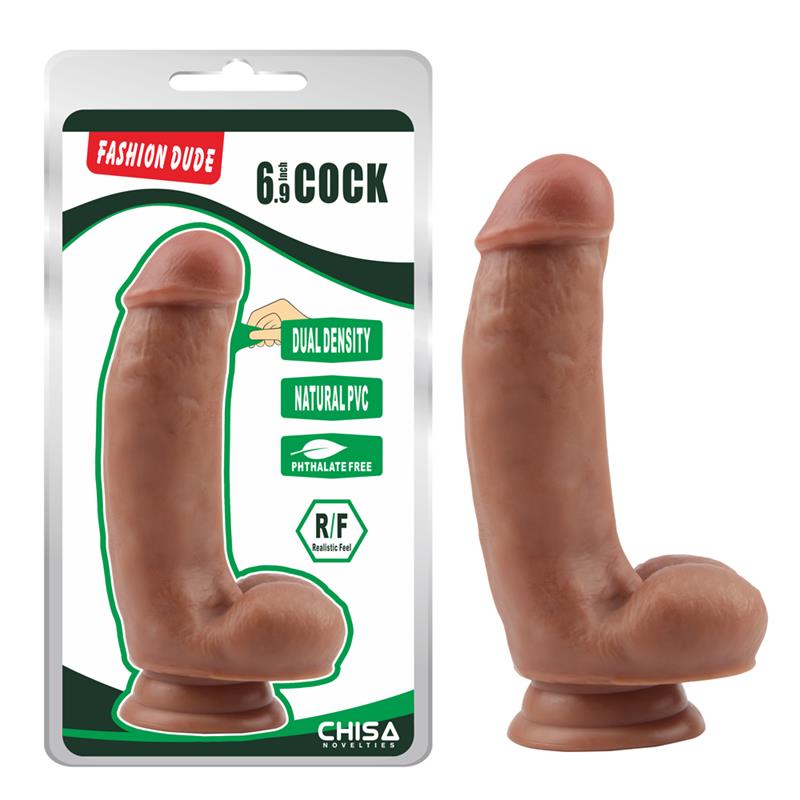 Išlenktas dildo su siurbtuku ir realistišku dizainu