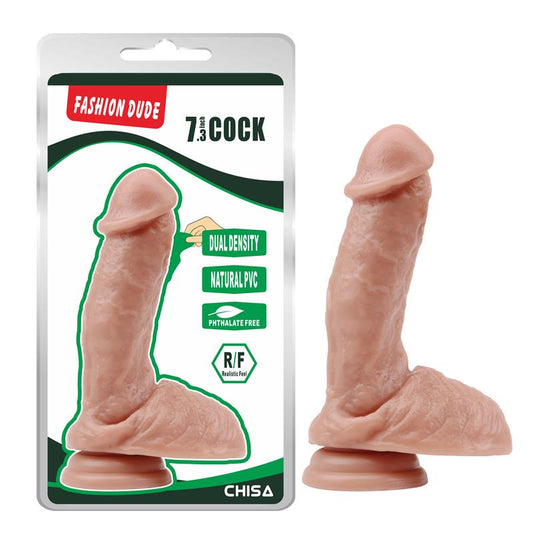 Išlenktas dildo su siurbtuku ir dvigubu tankiu