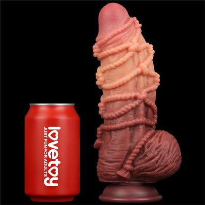 Dildo su siurbtuku ir tekstūruota paviršiumi