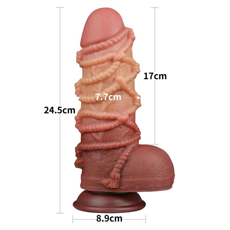 Dildo su siurbtuku ir dvisluoksniu silikonu
