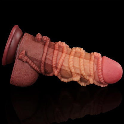 Dildo su siurbtuku ir dvisluoksniu silikonu