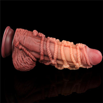 Dildo su siurbtuku ir tekstūruota paviršiumi