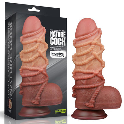 Dildo su siurbtuku ir dvisluoksniu silikonu