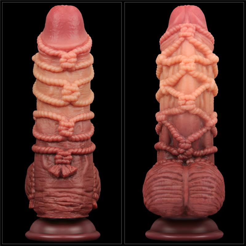 Dildo su siurbtuku ir tekstūruota paviršiumi