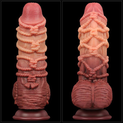 Dildo su siurbtuku ir tekstūruota paviršiumi