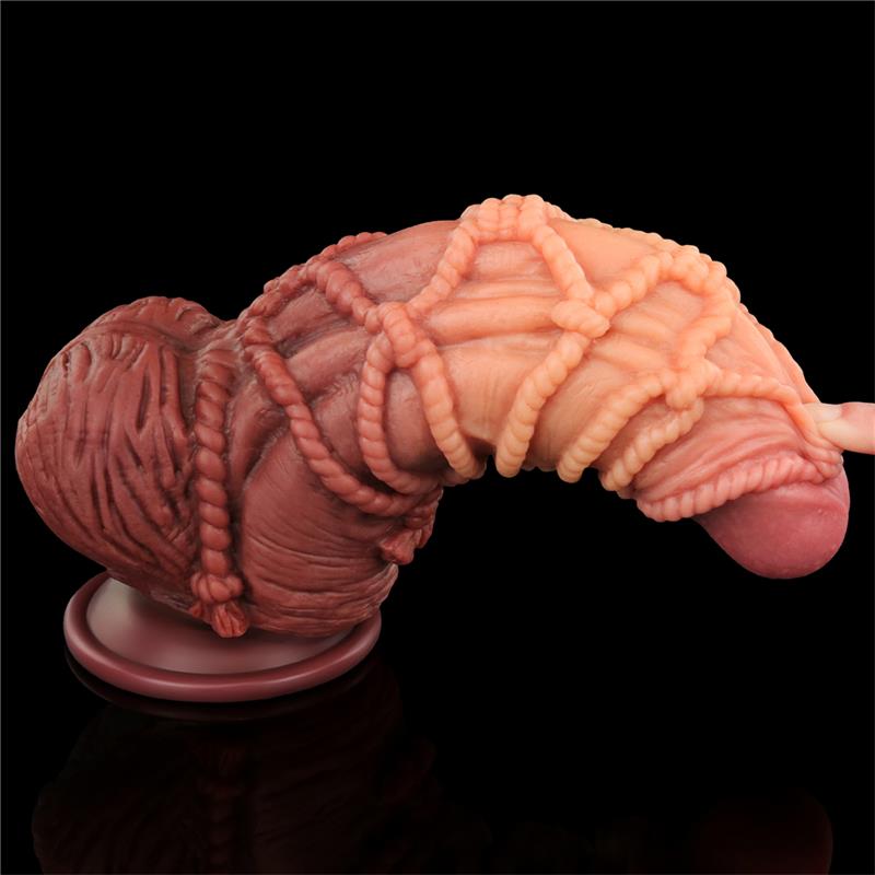 Dildo su siurbtuku ir tekstūruota paviršiumi