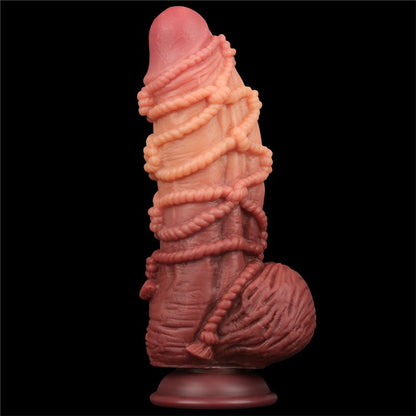 Dildo su siurbtuku ir tekstūruota paviršiumi