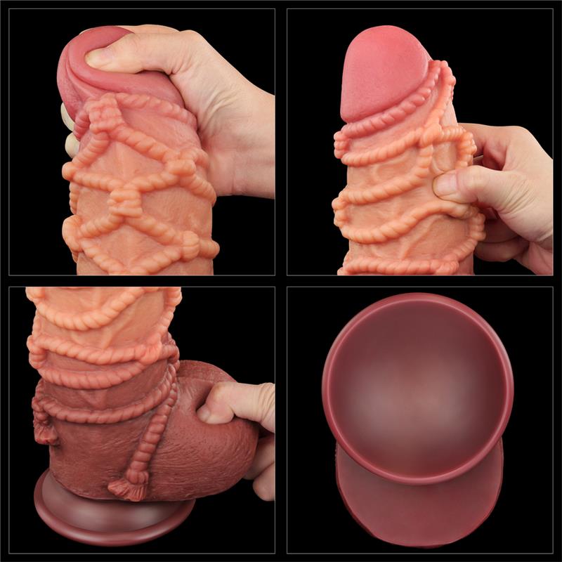 Dildo su siurbtuku ir dvisluoksniu silikonu