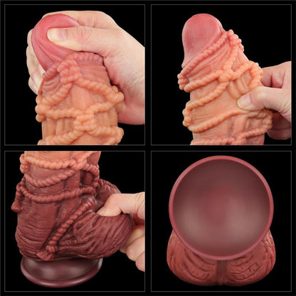 Dildo su siurbtuku ir tekstūruota paviršiumi