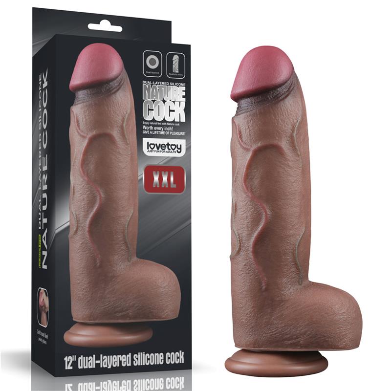 XXL silikoninis dildo su dvigubo tankio pojūčiu
