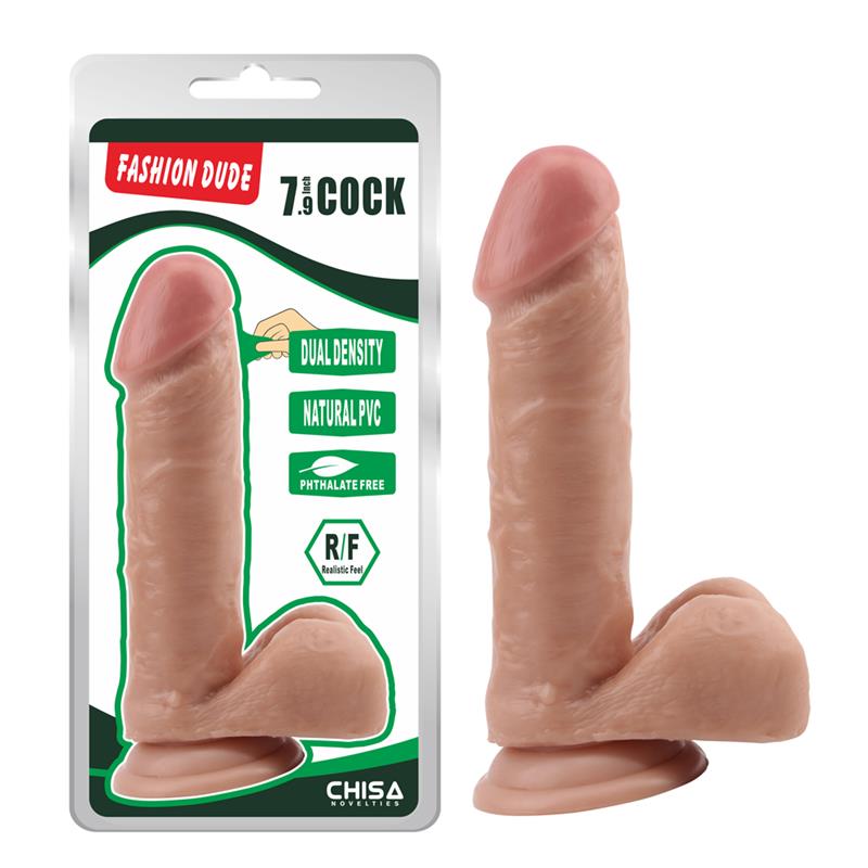 Išlenktas dildo su siurbtuku ir dvigubu tankiu