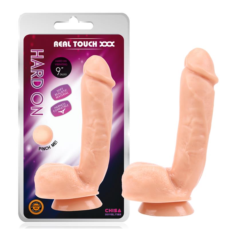Tikroviškas dildo su siurbtuku ir minkšta danga