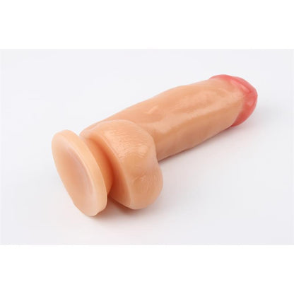 Tikroviškas dildo su siurbtuku ir išlenktu korpusu