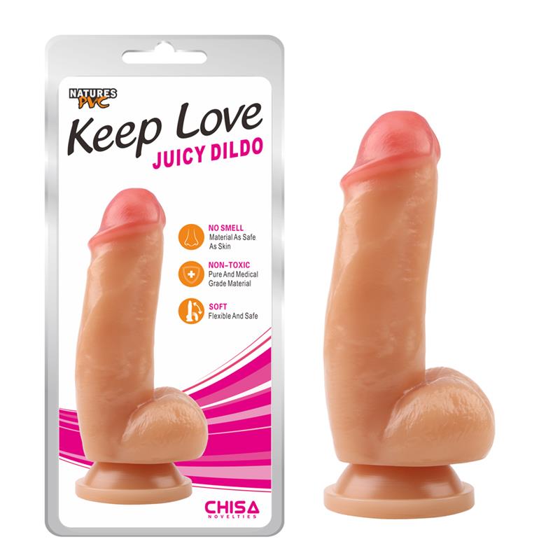Tikroviškas dildo su siurbtuku ir išlenktu korpusu