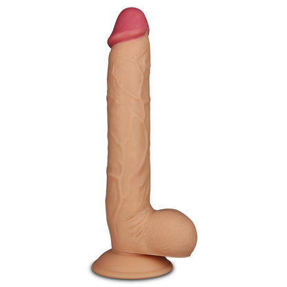Didelis dildo su siurbtuku ir realistiška tekstūra