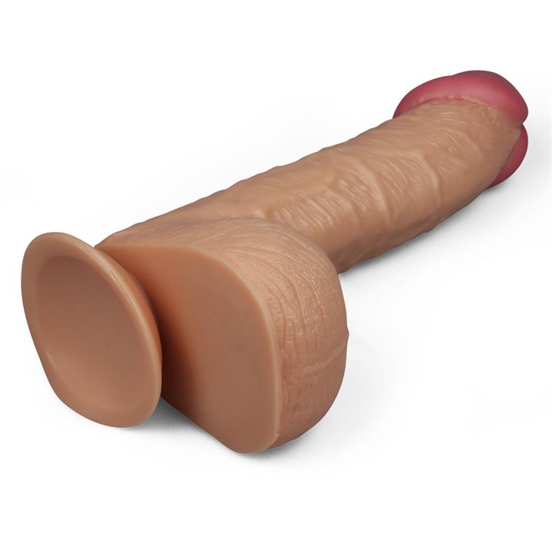 Didelis dildo su siurbtuku ir realistiška tekstūra