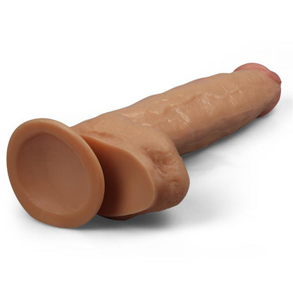 Didelis dildo su siurbtuku ir reljefine tekstūra