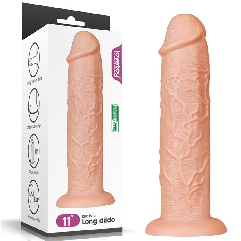 Didelis dildo su gyslų tekstūra ir siurbtuku