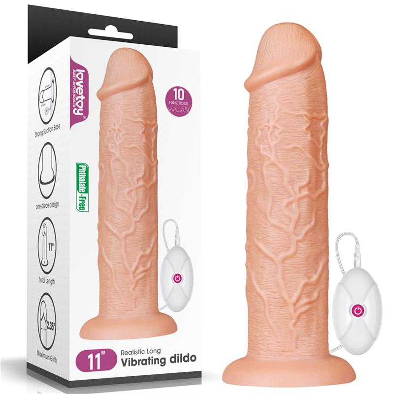 Didelis dildo su vibracija ir siurbtuku