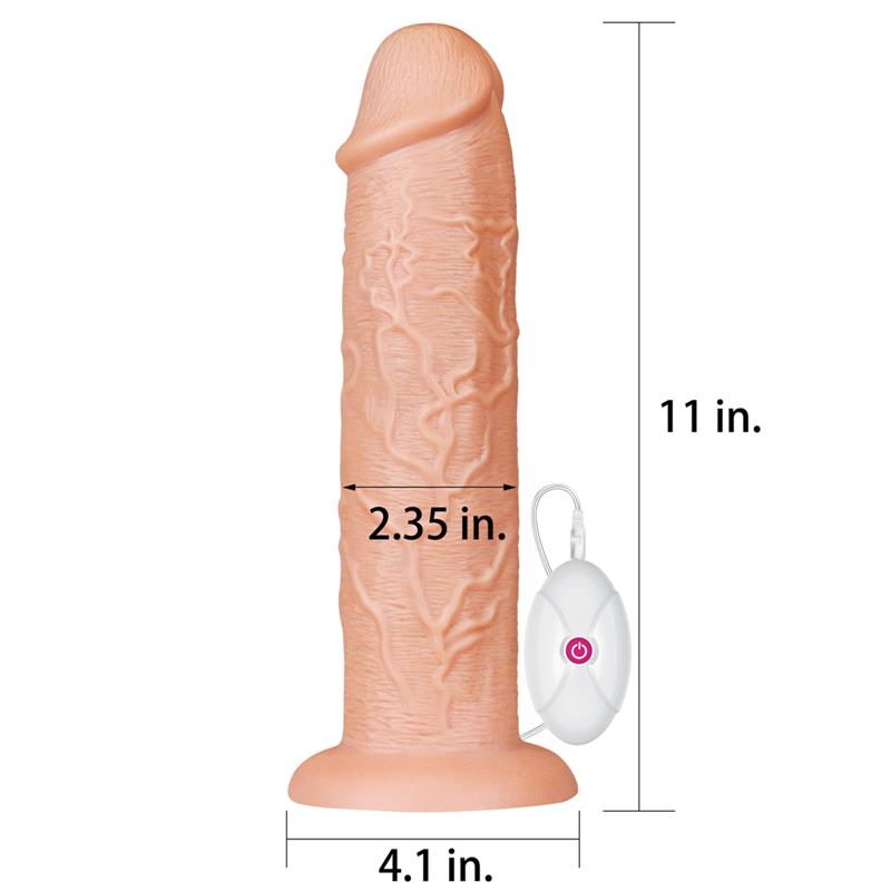 Didelis dildo su vibracija ir siurbtuku