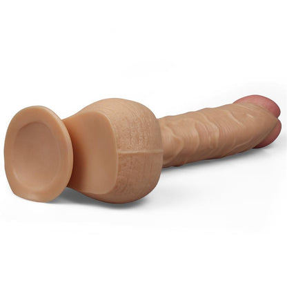 Didelis dildo su siurbtuku ir realistiška tekstūra